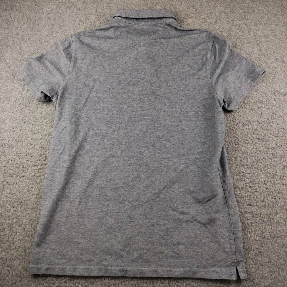 Banana Republic Cotton Polo Mens Large Performance Pique Grey Stripe EUC